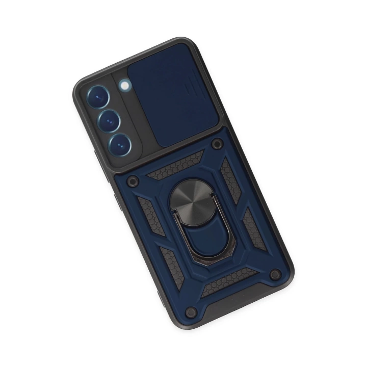 BFS  Samsung Galaxy S22 Kılıf Pars Lens Yüzüklü Silikon - Lacivert