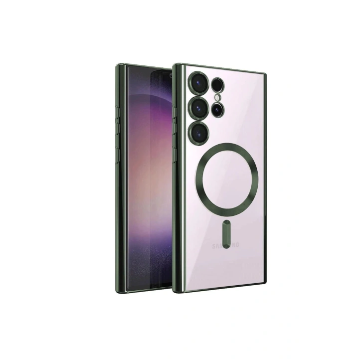 BFS  Samsung Galaxy S22 Ultra Kılıf Kross Magneticsafe Kapak - Koyu Yeşil