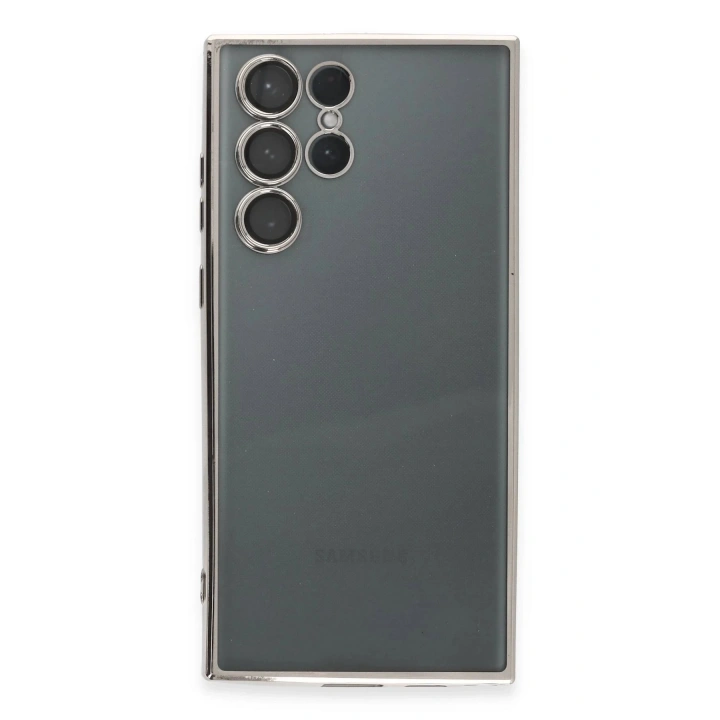 BFS Samsung Galaxy S22 Ultra Kılıf Lensli Silikon - Gümüş