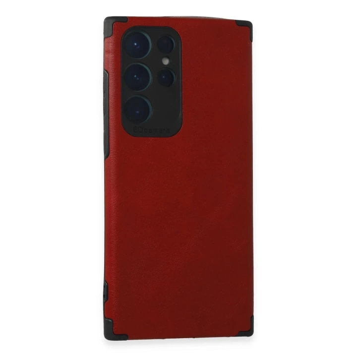 BFS  Samsung Galaxy S22 Ultra Kılıf Loop Deri Silikon - Kırmızı