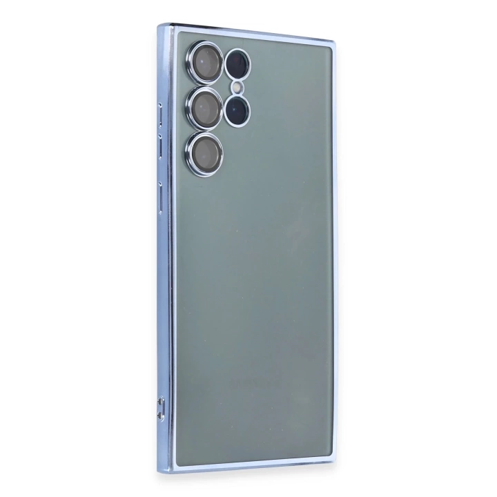 BFS  Samsung Galaxy S22 Ultra Kılıf Razer Lensli Silikon - Açık Mavi