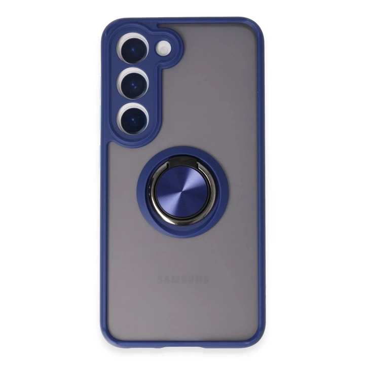 BFS  Samsung Galaxy S23 Kılıf Montreal Yüzüklü Silikon Kapak - Lacivert