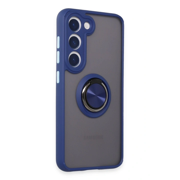 BFS  Samsung Galaxy S23 Kılıf Montreal Yüzüklü Silikon Kapak - Lacivert