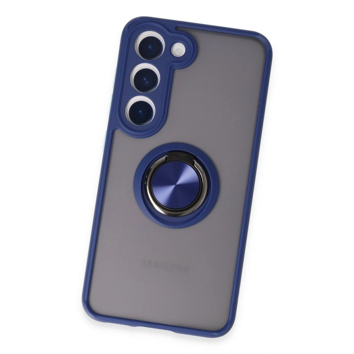 BFS  Samsung Galaxy S23 Kılıf Montreal Yüzüklü Silikon Kapak - Lacivert