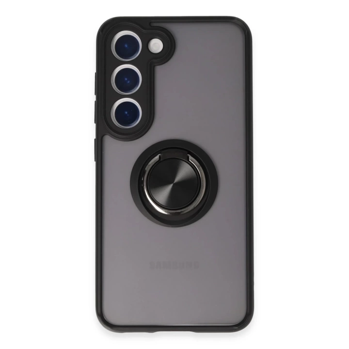 BFS  Samsung Galaxy S23 Kılıf Montreal Yüzüklü Silikon Kapak - Siyah