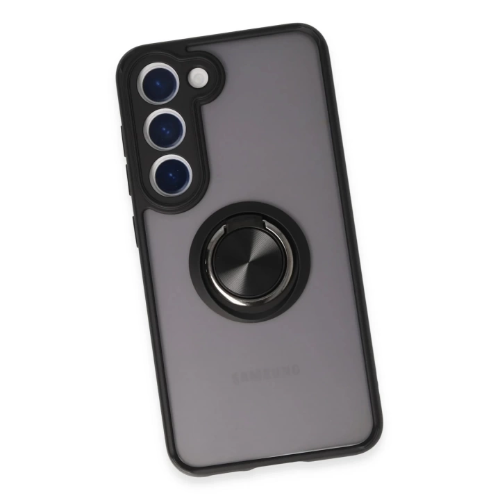 BFS  Samsung Galaxy S23 Kılıf Montreal Yüzüklü Silikon Kapak - Siyah