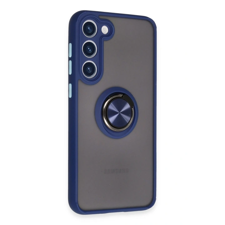 BFS  Samsung Galaxy S23 Plus Kılıf Montreal Yüzüklü Silikon Kapak - Lacivert
