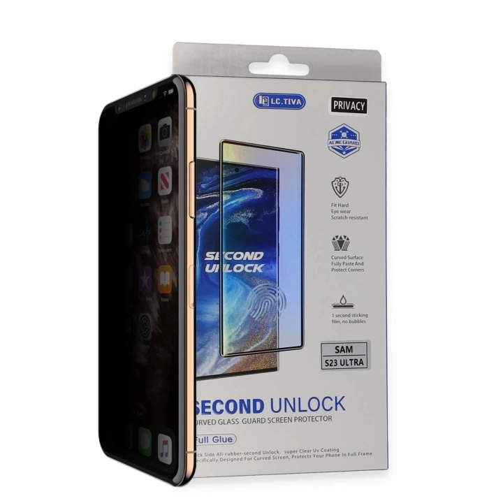 BFS  Samsung Galaxy S23 Ultra Durable Full Glue Curved Hayalet Cam