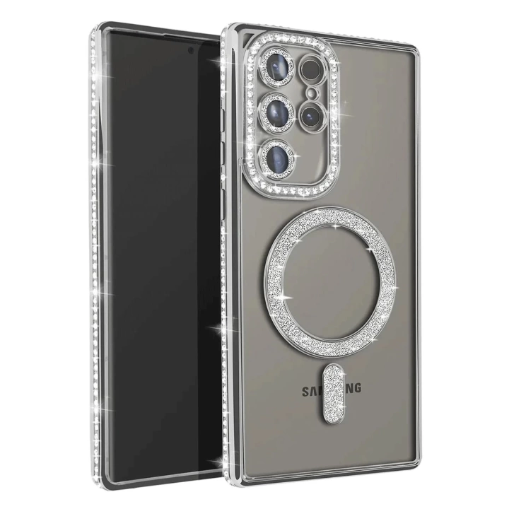 BFS  Samsung Galaxy S23 Ultra Joke Simli Magneticsafe Kılıf - Gümüş
