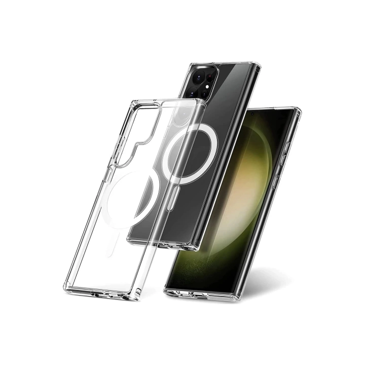 BFS  Samsung Galaxy S23 Ultra Kılıf Magneticsafe Şeffaf Silikon - Şeffaf