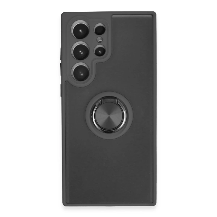 BFS  Samsung Galaxy S23 Ultra Kılıf Montreal Yüzüklü Silikon Kapak - Siyah