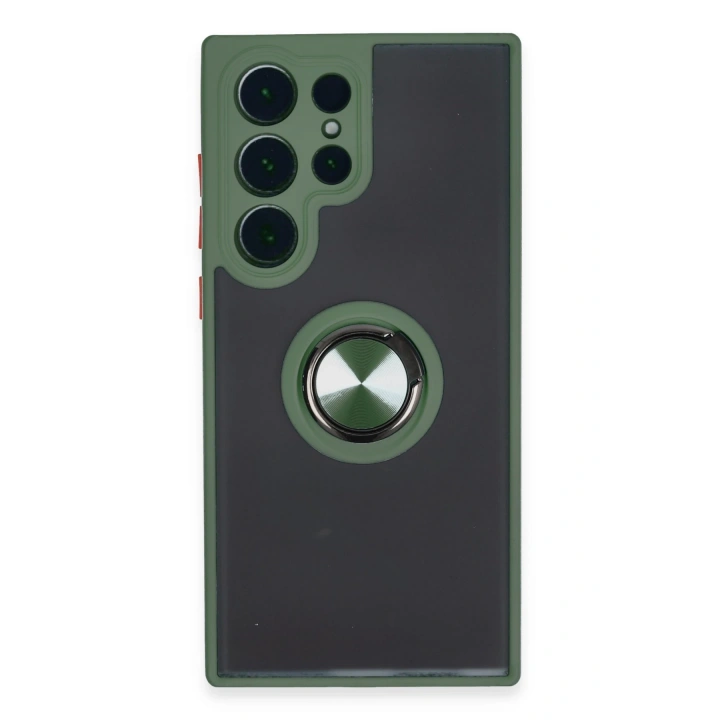 BFS  Samsung Galaxy S23 Ultra Kılıf Montreal Yüzüklü Silikon Kapak - Yeşil