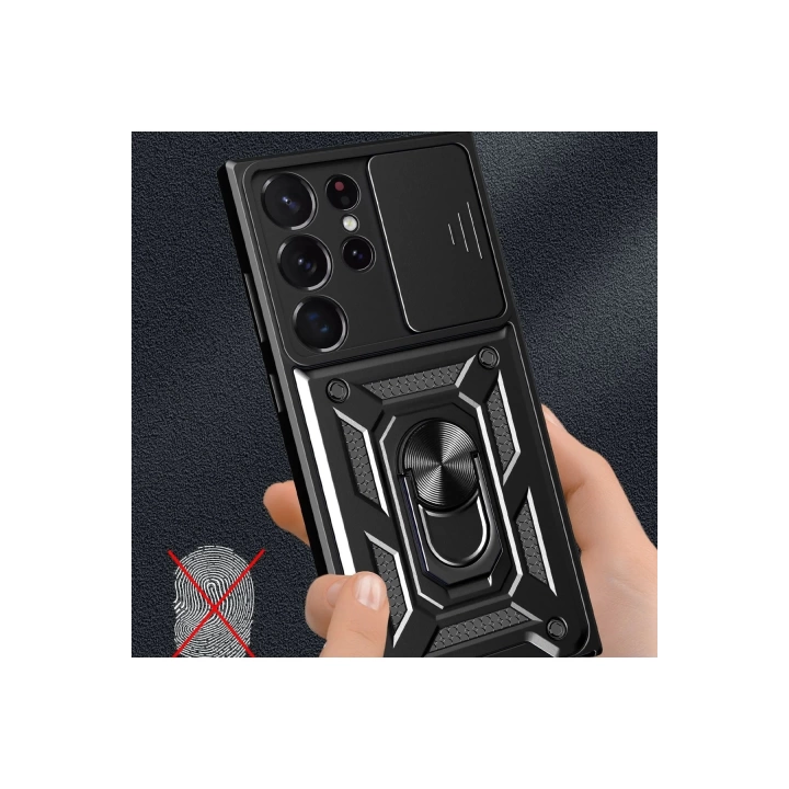 BFS  Samsung Galaxy S23 Ultra Kılıf Pars Lens Yüzüklü Silikon - Kırmızı