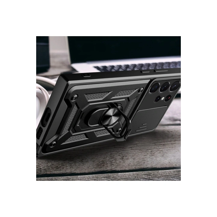 BFS  Samsung Galaxy S23 Ultra Kılıf Pars Lens Yüzüklü Silikon - Yeşil