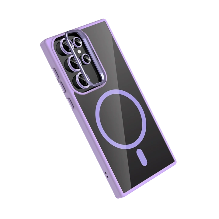 BFS  Samsung Galaxy S23 Ultra Remim Lensli Magsafe Standlı Kapak - Lila
