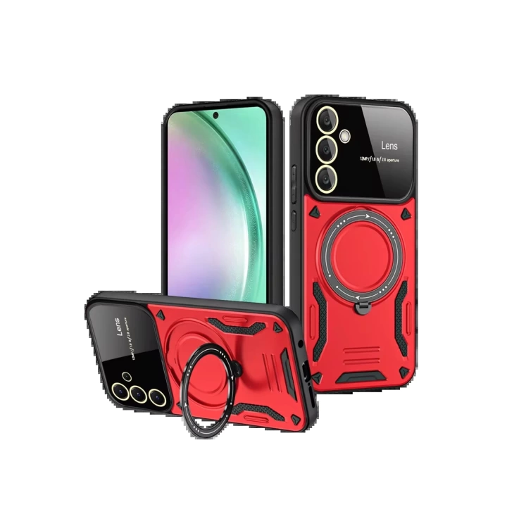 BFS  Samsung Galaxy S24 FE Kılıf Joy Lens Standlı Kapak - Kırmızı