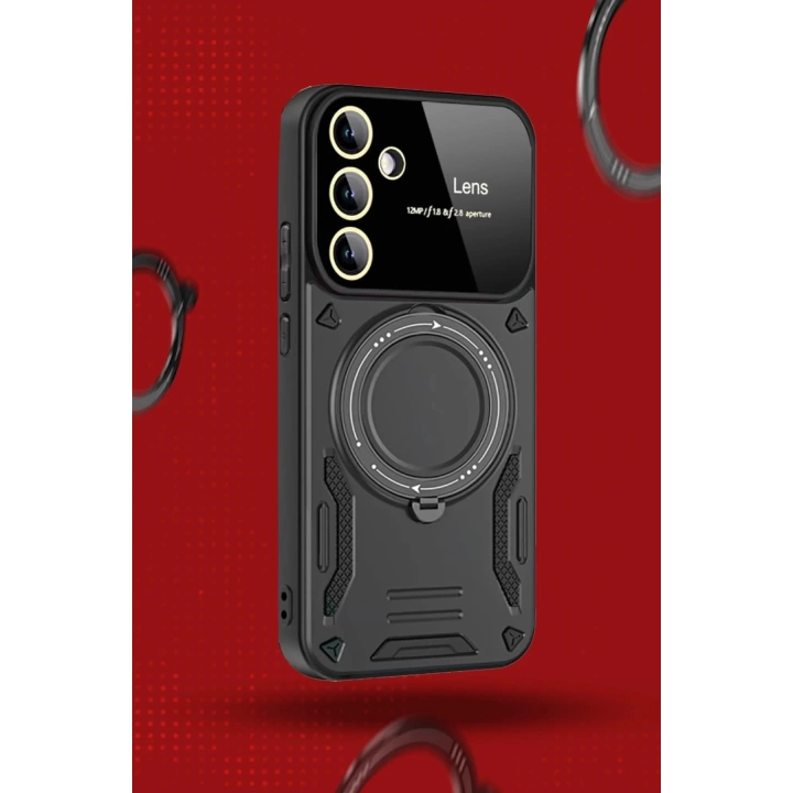 BFS  Samsung Galaxy S24 FE Kılıf Joy Lens Standlı Kapak - Koyu Yeşil