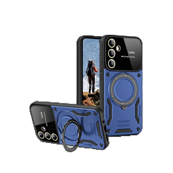 BFS  Samsung Galaxy S24 FE Kılıf Joy Lens Standlı Kapak - Lacivert