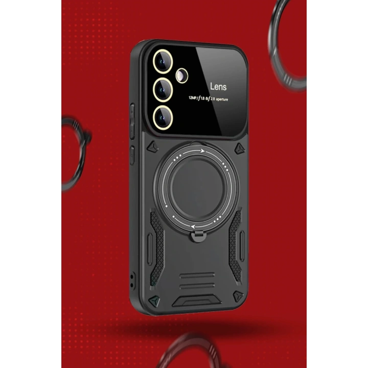 BFS Samsung Galaxy S24 FE Kılıf Joy Lens Standlı Kapak - Siyah