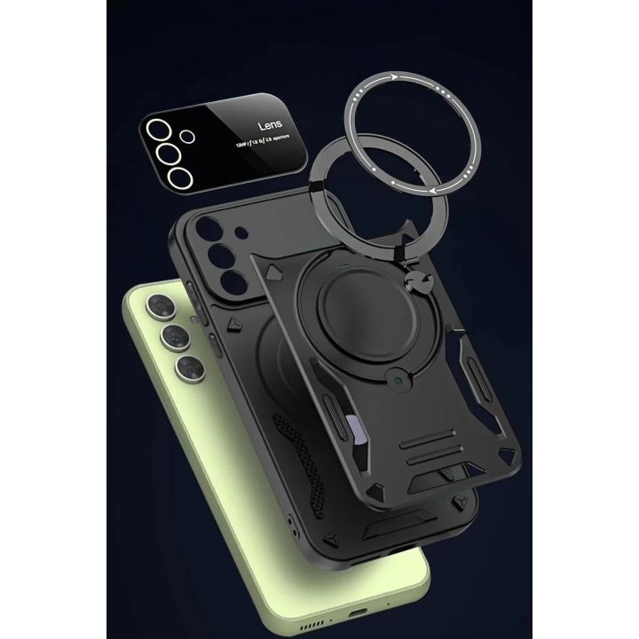 BFS  Samsung Galaxy S24 FE Kılıf Joy Lens Standlı Kapak - Siyah