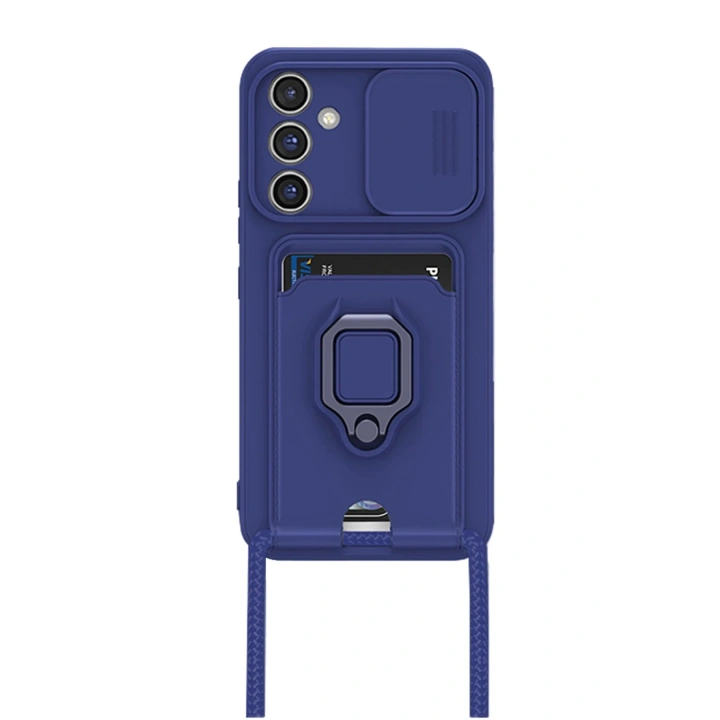 BFS  Samsung Galaxy S24 FE Kılıf Zuma Kartvizitli Yüzüklü Silikon - Lacivert