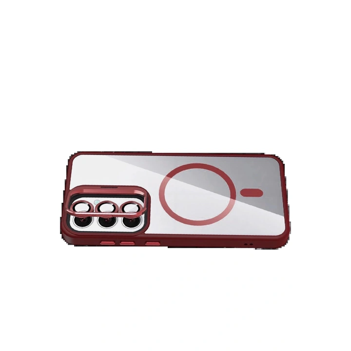 BFS Samsung Galaxy S24 FE Remim Lensli Magsafe Standlı Kapak - Bordo