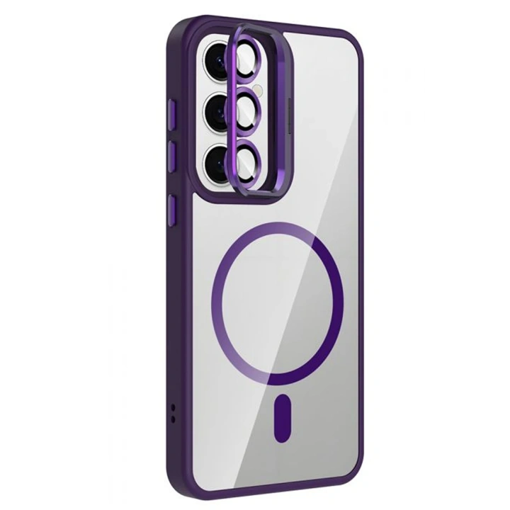 BFS  Samsung Galaxy S24 FE Remim Lensli Magsafe Standlı Kapak - Derin Mor