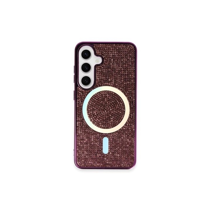 BFS  Samsung Galaxy S24 Kılıf Diamond Magsafe Kapak - Derin Mor