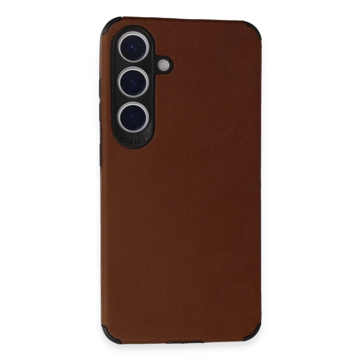 BFS  Samsung Galaxy S24 Kılıf Loop Deri Silikon - Kahverengi