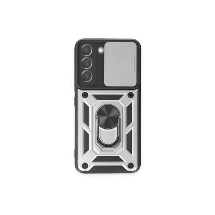 BFS Samsung Galaxy S24 Kılıf Pars Lens Yüzüklü Silikon - Gümüş