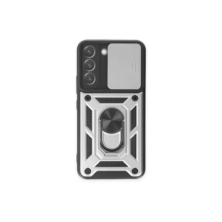 BFS  Samsung Galaxy S24 Kılıf Pars Lens Yüzüklü Silikon - Gümüş