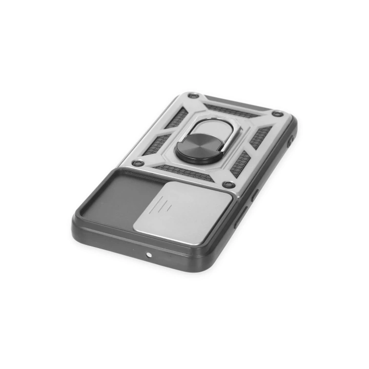 BFS Samsung Galaxy S24 Kılıf Pars Lens Yüzüklü Silikon - Gümüş