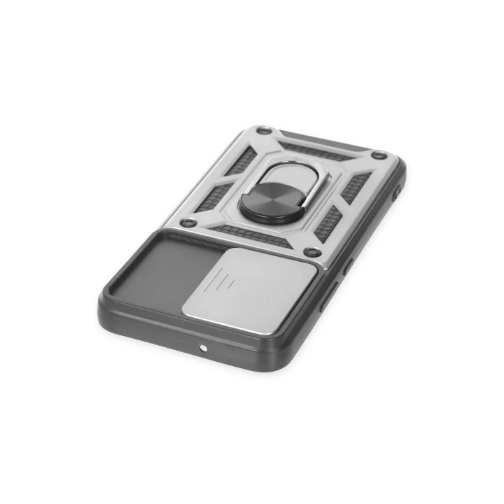 BFS  Samsung Galaxy S24 Kılıf Pars Lens Yüzüklü Silikon - Gümüş