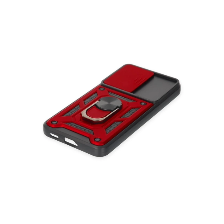 BFS  Samsung Galaxy S24 Kılıf Pars Lens Yüzüklü Silikon - Kırmızı