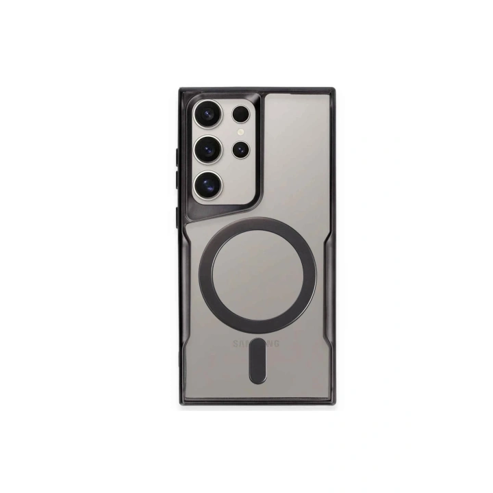 BFS  Samsung Galaxy S24 Ultra Kılıf Boyi Magsafe Silikon Kapak - Siyah