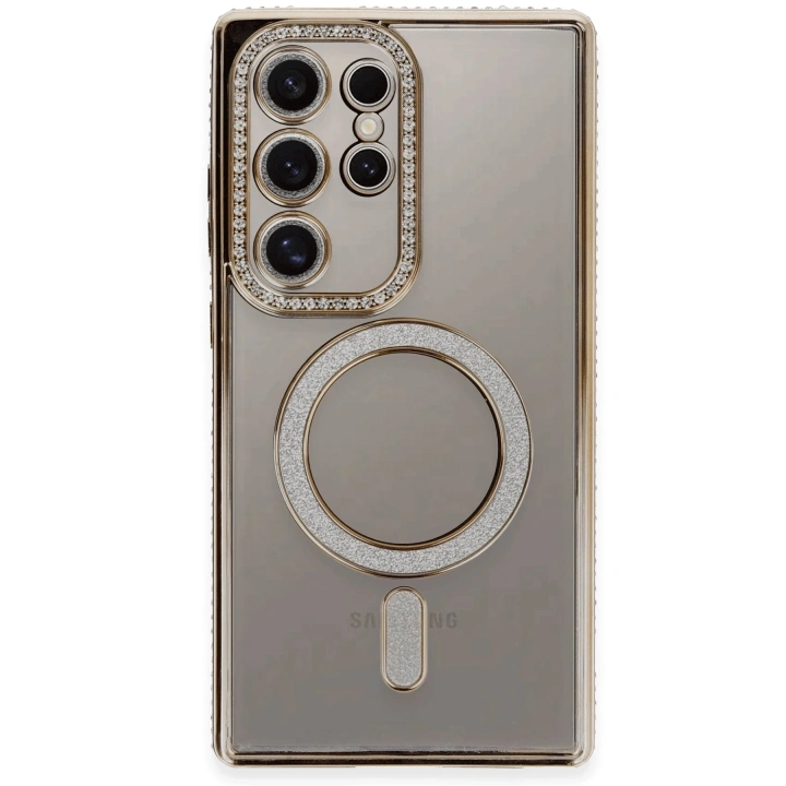 BFS  Samsung Galaxy S24 Ultra Kılıf Joke Simli Magneticsafe Kılıf - Gold