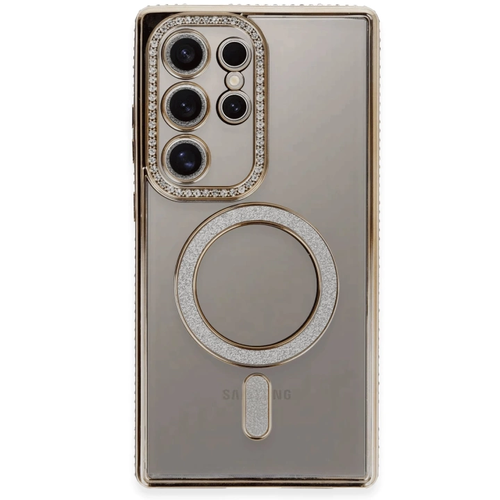 BFS  Samsung Galaxy S24 Ultra Kılıf Joke Simli Magneticsafe Kılıf - Gold