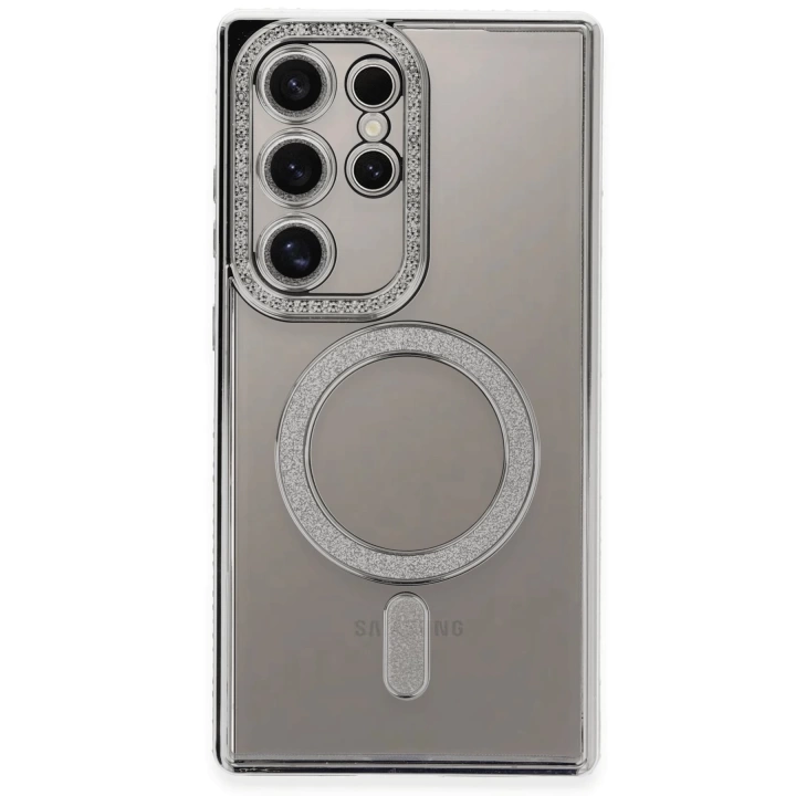 BFS  Samsung Galaxy S24 Ultra Kılıf Joke Simli Magneticsafe Kılıf - Gümüş