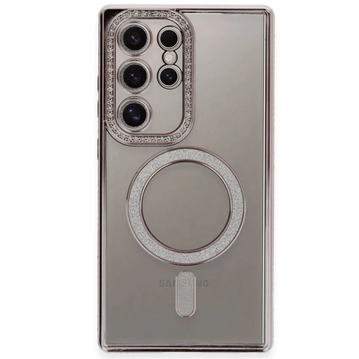 BFS  Samsung Galaxy S24 Ultra Kılıf Joke Simli Magneticsafe Kılıf - Pembe