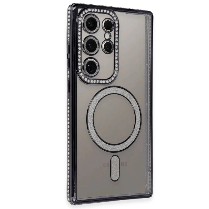 BFS  Samsung Galaxy S24 Ultra Kılıf Joke Simli Magneticsafe Kılıf - Siyah