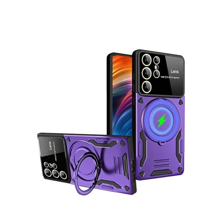 BFS  Samsung Galaxy S24 Ultra Kılıf Joy Lens Standlı Kapak - Mor