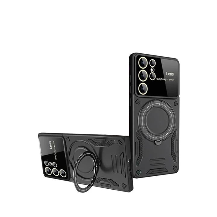 BFS  Samsung Galaxy S24 Ultra Kılıf Joy Lens Standlı Kapak - Siyah