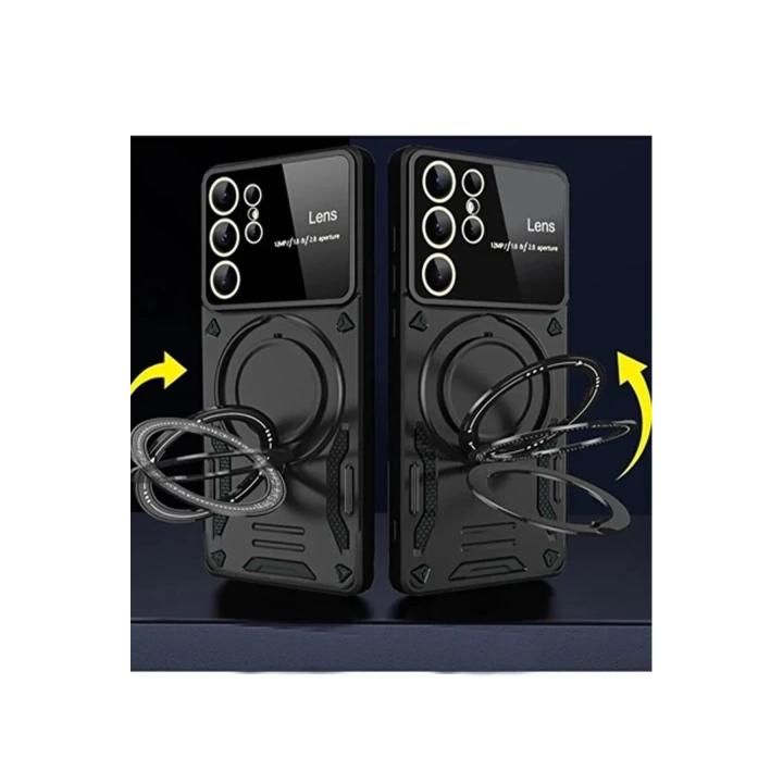BFS  Samsung Galaxy S24 Ultra Kılıf Joy Lens Standlı Kapak - Siyah