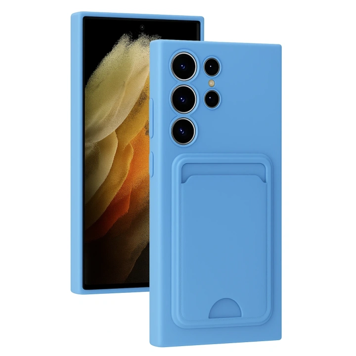 BFS  Samsung Galaxy S24 Ultra Kılıf Kelvin Kartvizitli Silikon - Mavi