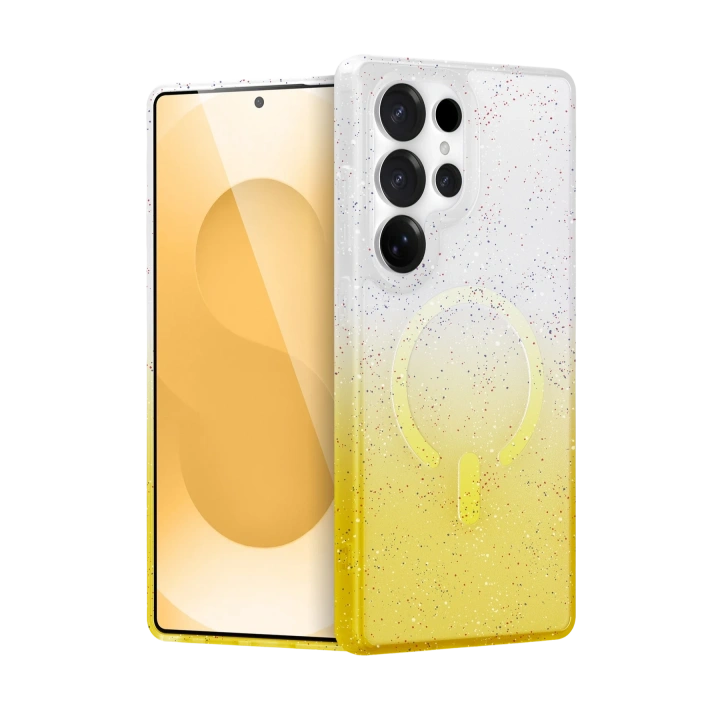 BFS  Samsung Galaxy S24 Ultra Pummel Shiny Magsafe Kapak - Gold