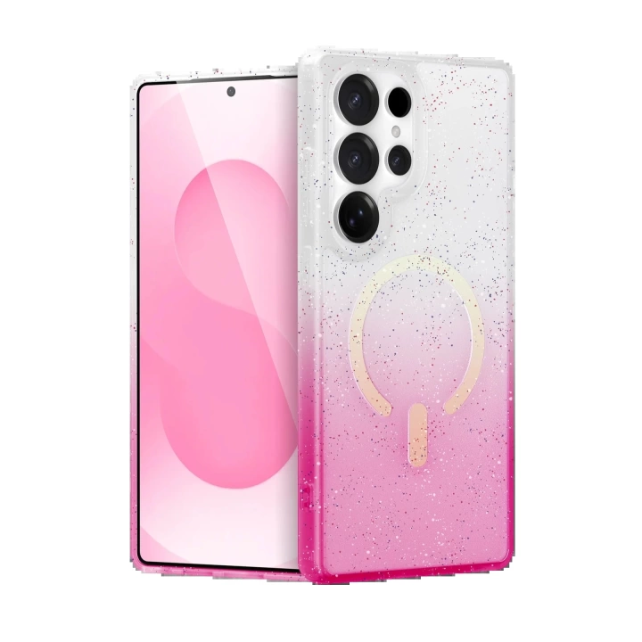 BFS Samsung Galaxy S24 Ultra Pummel Shiny Magsafe Kapak - Pembe
