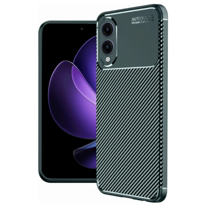 BFS  Samsung Galaxy S25 Edge Kılıf Auto Focus Karbon Kapak - Koyu Yeşil