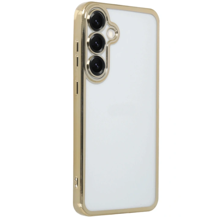 BFS  Samsung Galaxy S25 Kılıf  Lensli Silikon - Gold