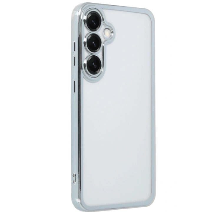 BFS  Samsung Galaxy S25 Kılıf  Lensli Silikon - Gümüş