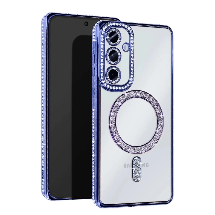 BFS  Samsung Galaxy S25 Plus Kılıf Joke Simli Magneticsafe Kılıf - Mavi